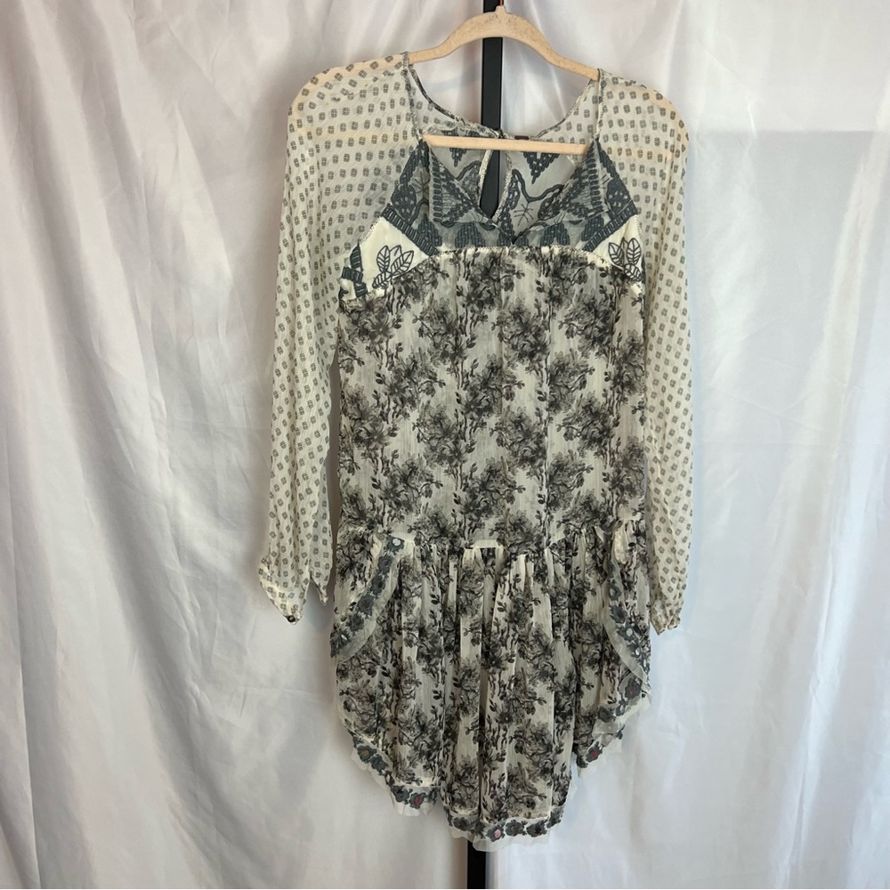 Free People Elsie Dress Magnolia Combo Color Long Sleeves